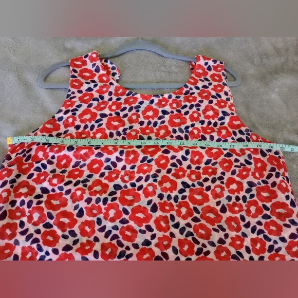 CAbi Women's Vibrant Red and Navy Blue Floral Sheer Top Blouse Size L - Picture 6 of 8